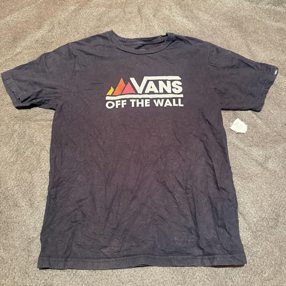 Vans Shirt Mens L Large Blue Off The Wall Logo Graphic Tee Skateboard Streetwear